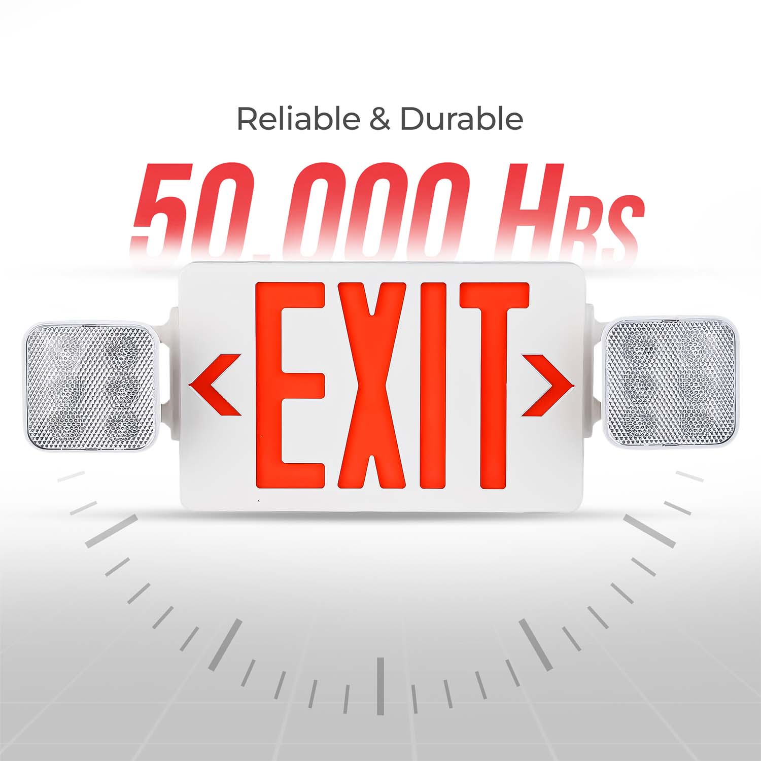 LED Emergency Exit Combo - Red Letters - Universal Mount - 90+ Minutes Backup - UL Listed