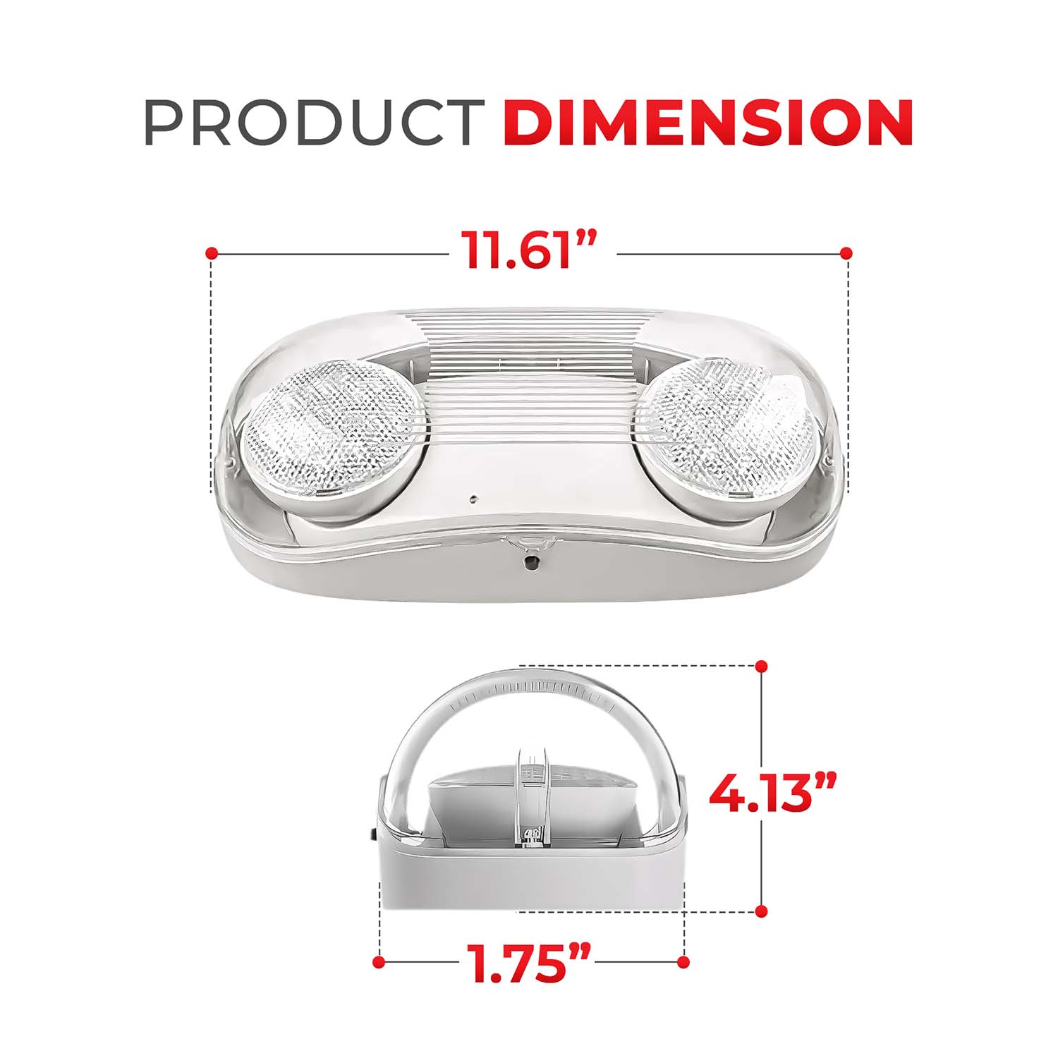 LED Outdoor Emergency Light - Dual Round Heads - 90+ Minutes Backup - IP65 Rated