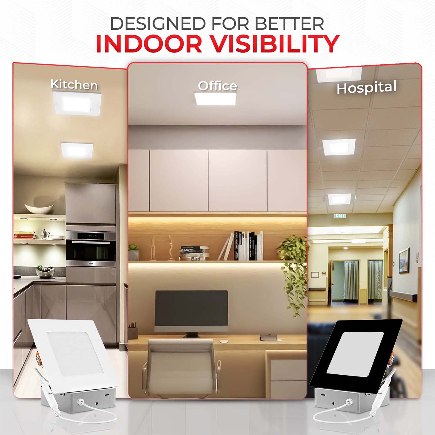 4" 12W LED Square Slim Panel 100-277V, 960 Lumens, 5CCT Selectable, Triac & 0-10V Dimmable, ETL Certified