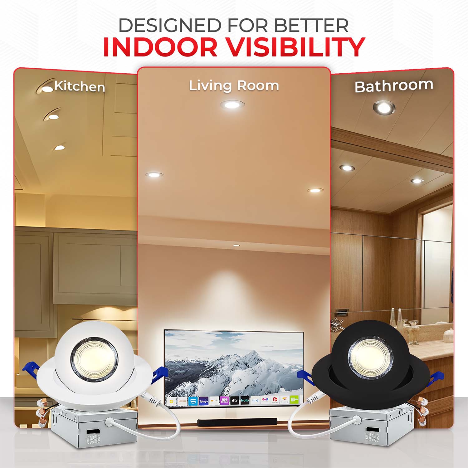 4 inch 10W Rotatable LED Gimbal Downlight, 900 Lumens, 5CCT Selectable, 0-10V Dimmable, ETL Certified