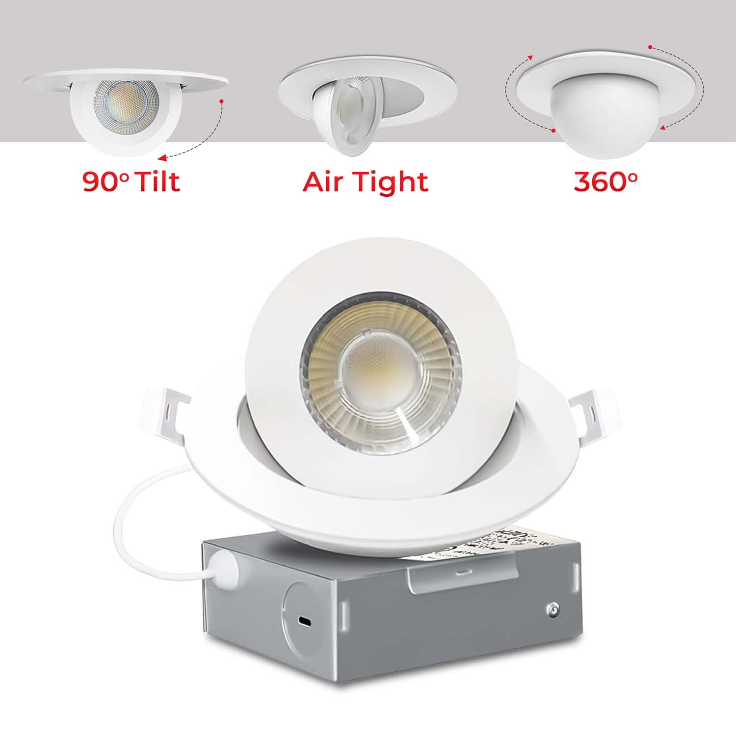 4 inch 5CCT Canless Gimbal Slim Downlight 9W 900 lumens