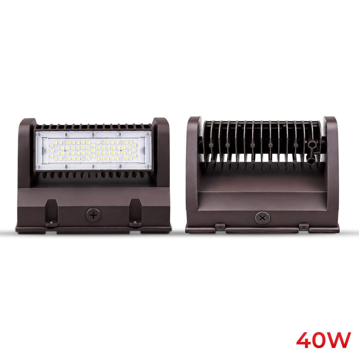 40W LED Rotatable Wall Pack Light Brown Housing AC 120-277V CCT 5000K | WPB-40W-120V-50K-V2