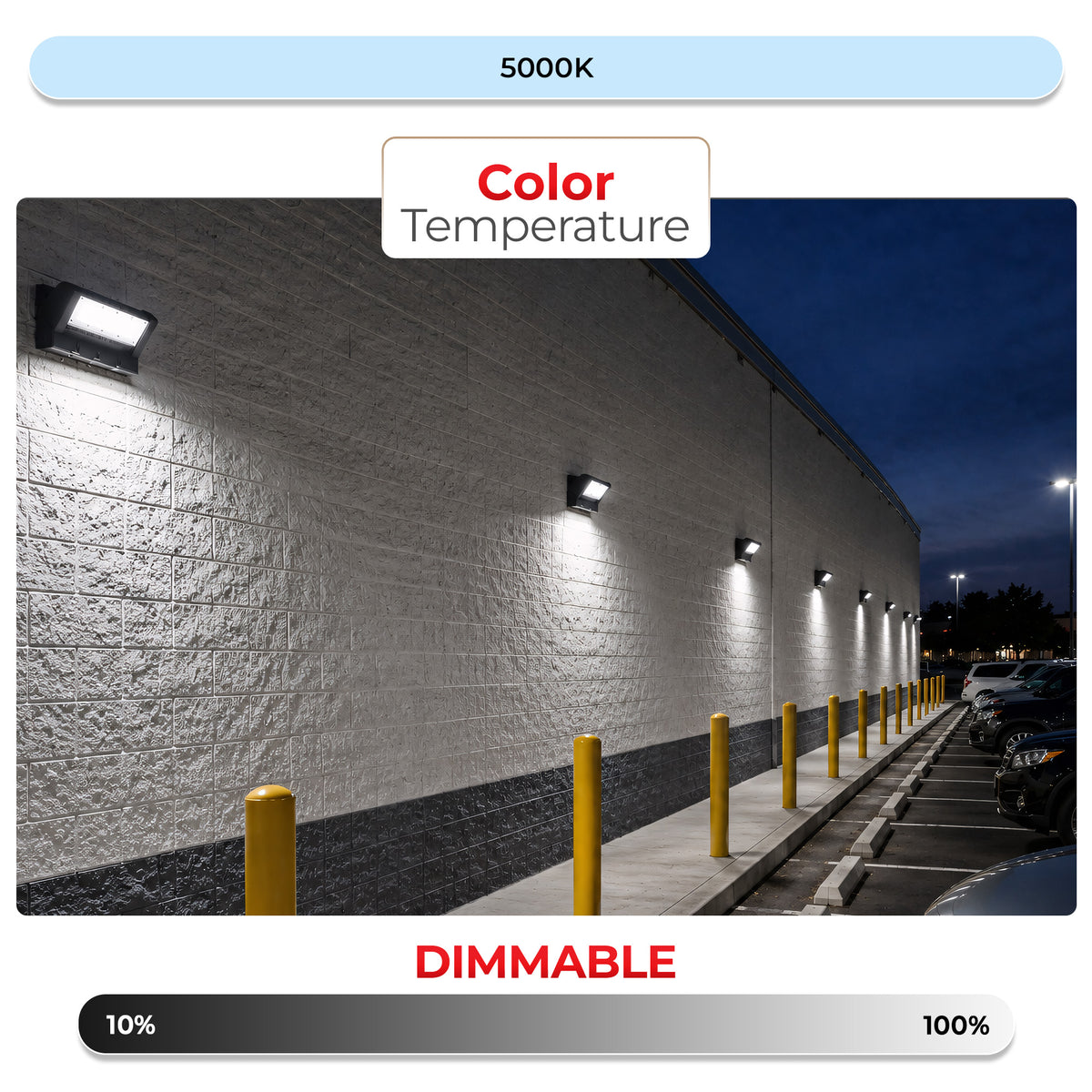 40W LED Rotatable Wall Pack Light Brown Housing AC 120-277V CCT 5000K | WPB-40W-120V-50K-V2