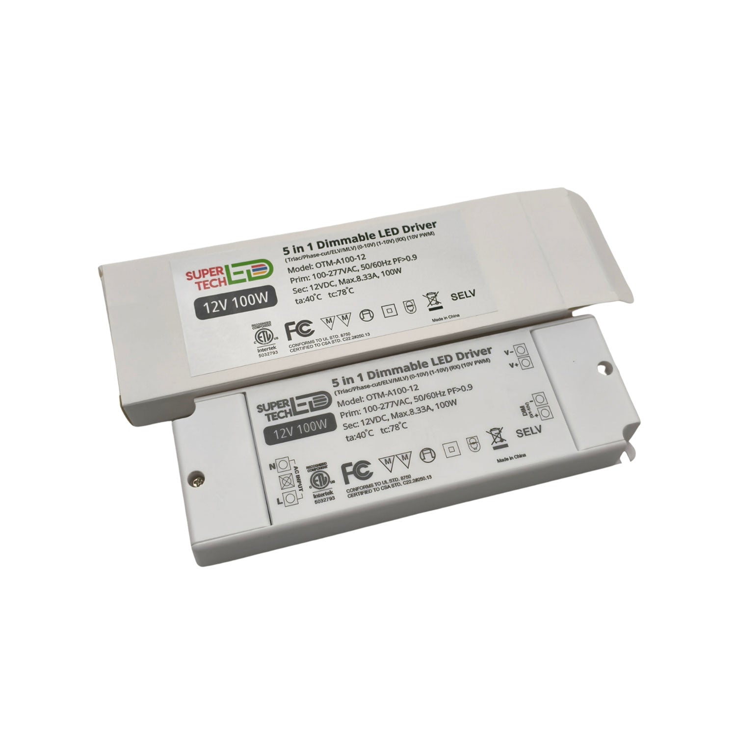 100W 12V LED Driver | 5-in-1 Dimming | Triac, 0-10V, PWM | IP20 Indoor | ETL Listed – OTM-A100-12