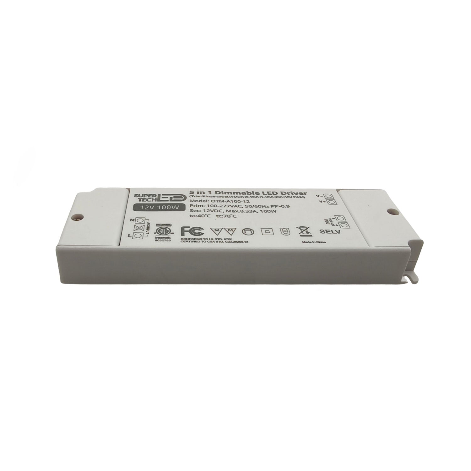 100W 12V LED Driver | 5-in-1 Dimming | Triac, 0-10V, PWM | IP20 Indoor | ETL Listed – OTM-A100-12