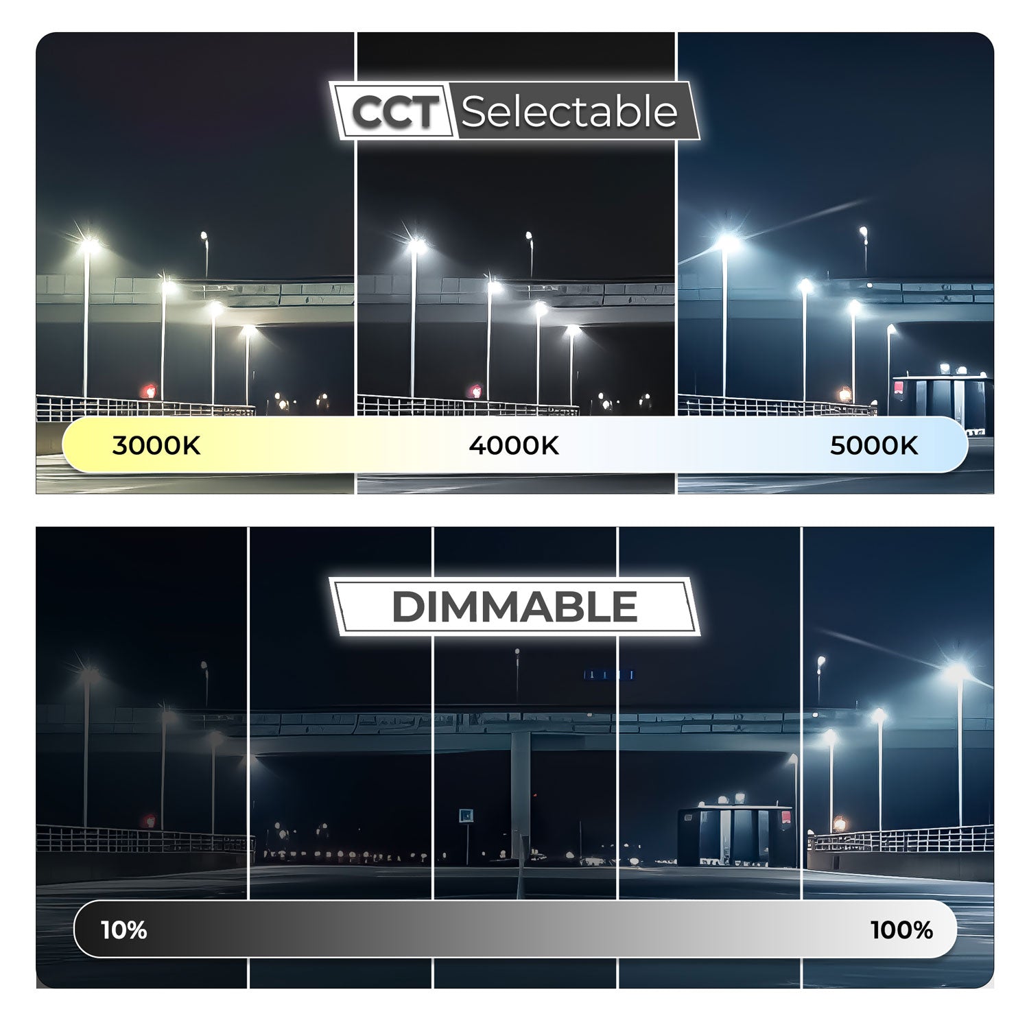500W AR09 Wattage Selectable LED Shoebox Light | 80,000 Lumens, 3CCT Selectable (3000K/4000K/5000K), UL/DLC Certified