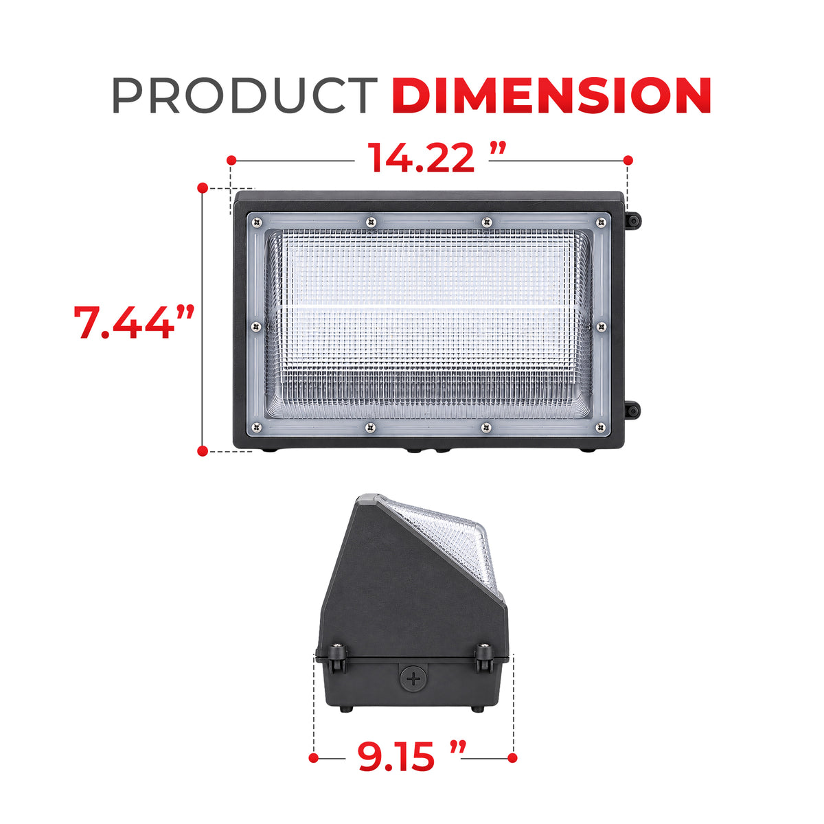 60/80/100/120W LED Wall Pack — Wattage & 3CCT Tunable, Built-In Photocell, 130 lm/W, DLC Premium, ETL Listed | WP60/80/100/120W-XXK