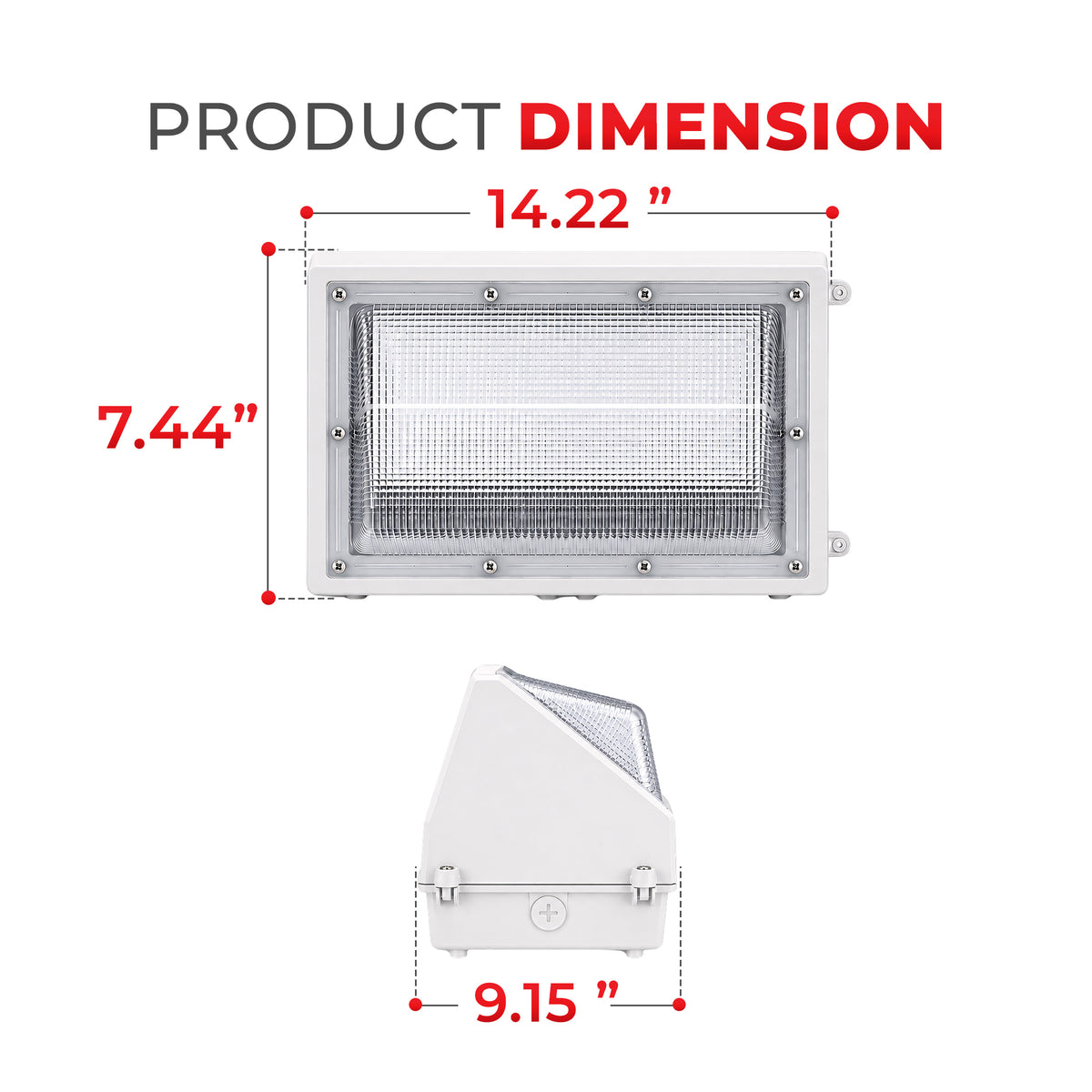 Selectable Wattage LED Wall Pack – 60/80/100/120W, 3CCT 3000K/4000K/5000K, White, Photocell
