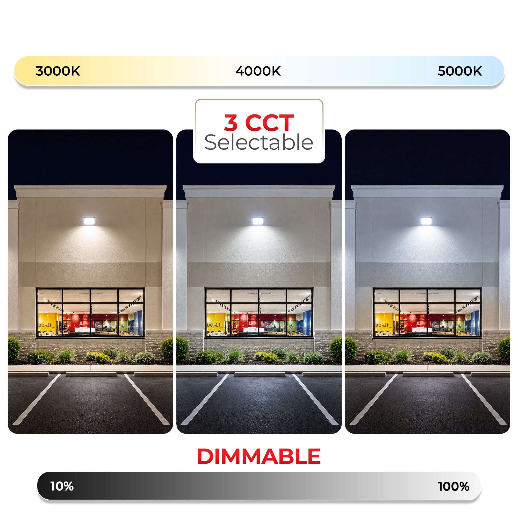 60/80/100/120W LED Wall Pack — Wattage & 3CCT Tunable, Built-In Photocell, 130 lm/W, DLC Premium, ETL Listed | WP60/80/100/120W-XXK