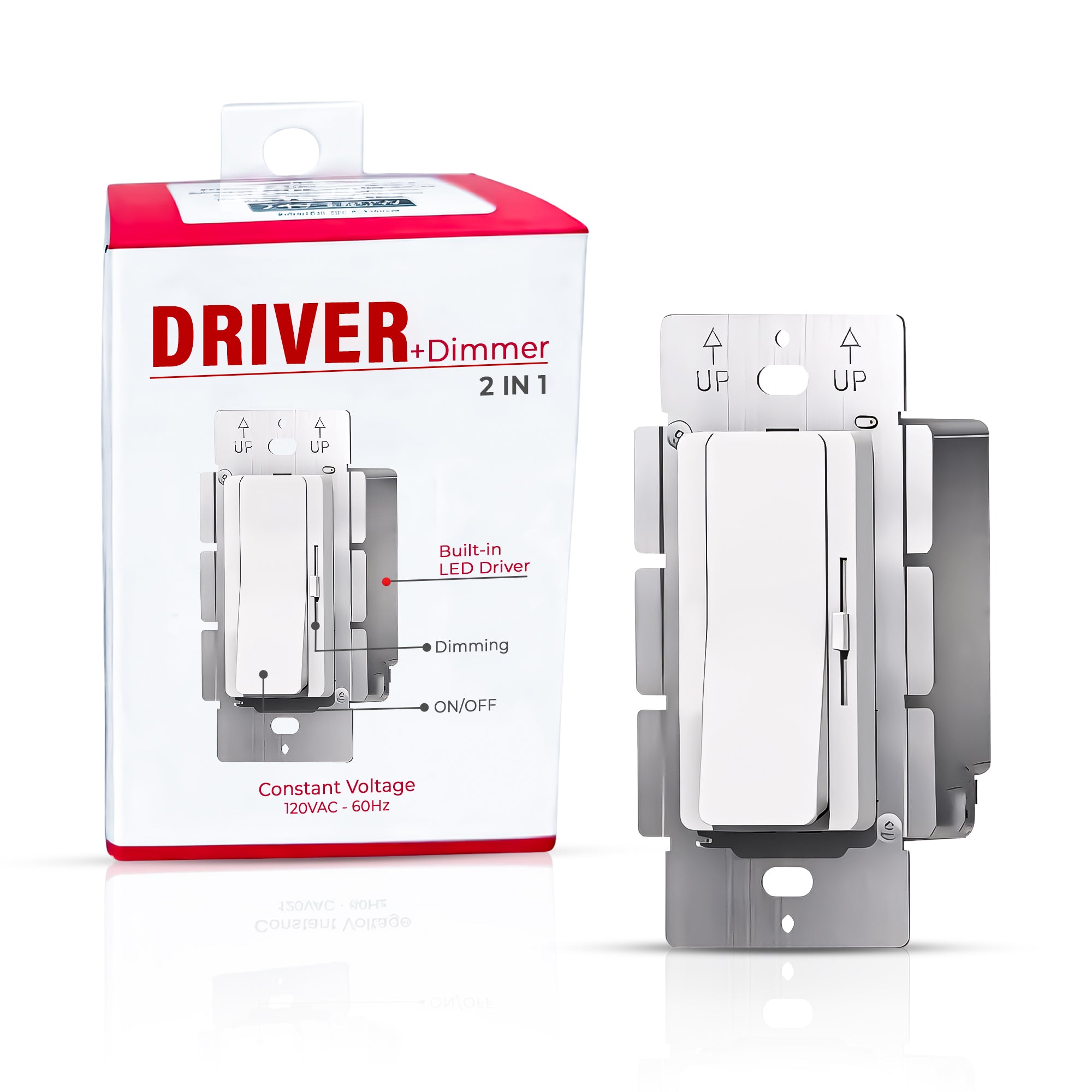 96W LED Dimmer + Driver Combo Switch – 120VAC to 24VDC, Single Gang, 3-Way