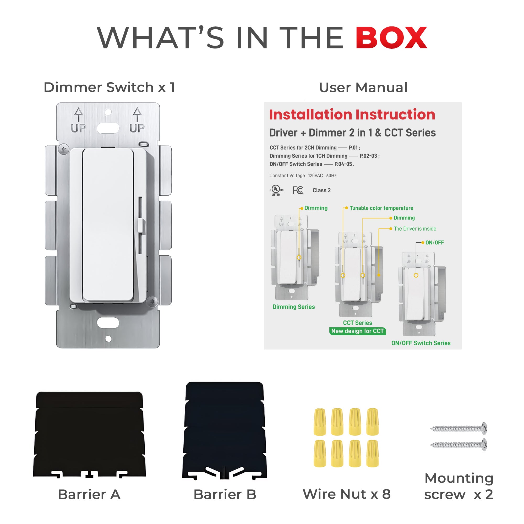 96W LED Dimmer + Driver Combo Switch – 120VAC to 24VDC, Single Gang, 3-Way
