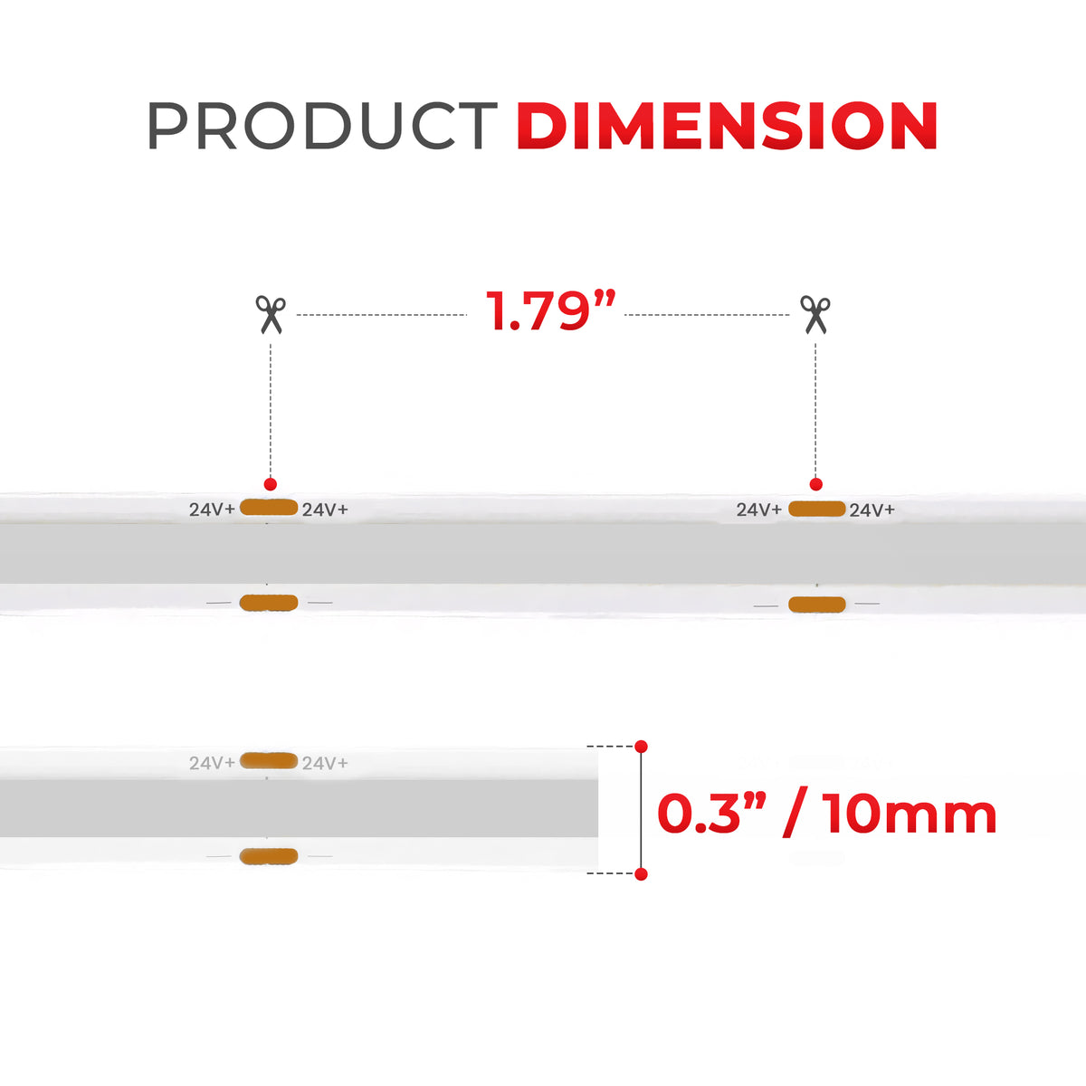 CL-Series Monochrome 24V DotFree COB LED Strip Light IP20 - UL Listed