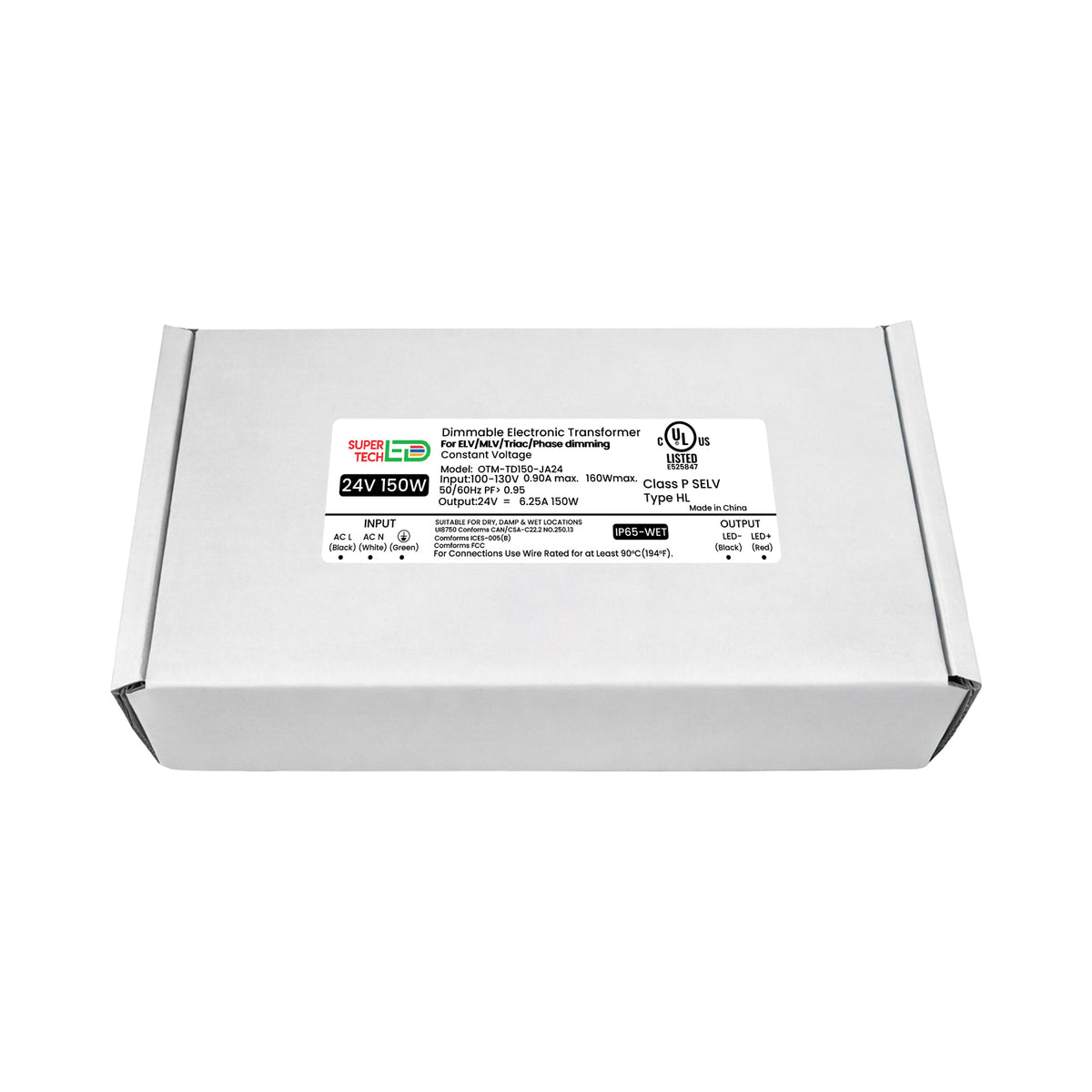 150W 24V Dimmable Electronic Transformer Triac/ELV/MLV UL Listed | 120V AC OTM-TD150-JA24