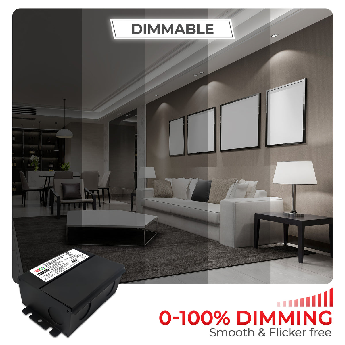 96W 24V Dimmable Electronic Transformer – Triac/ELV/MLV – UL Listed | 120V AC OTM-TD96-JA24