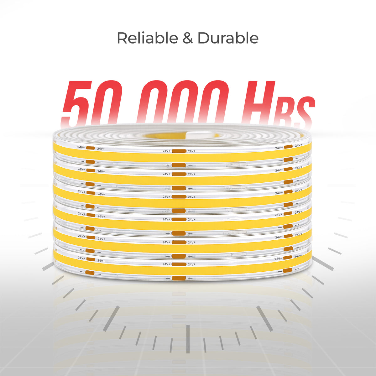 W-Series Static White Waterproof DotFree COB LED Strip Light IP68 - UL Listed
