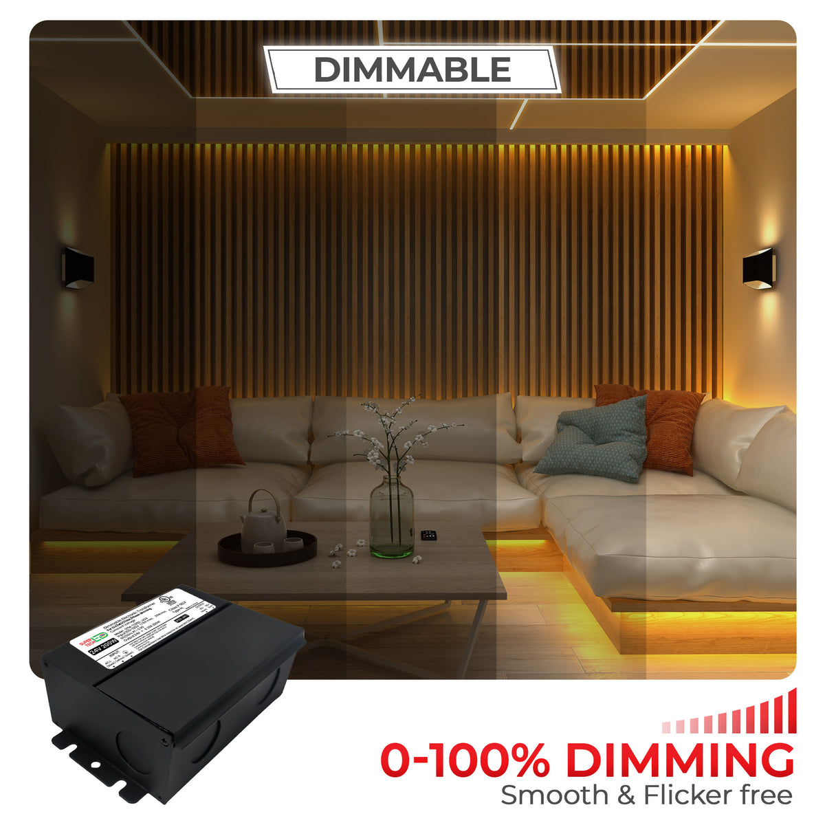 300W 24V Dimmable Electronic Transformer Triac/ELV/MLV 12.5A UL Listed | 120V AC OTM-TD300-JA24