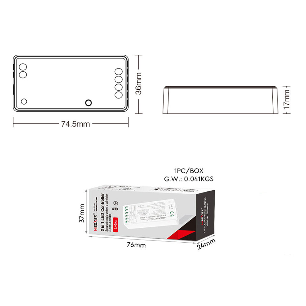 Buy MiBoxer 2 in 1 LED Strip Controller 2.4GHz FUTO35S CCT