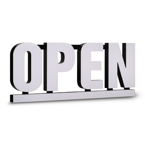 Bright White LED Open Sign with RGB Underline - Frosted Lens, Full-Color Spectrum - 30x12"