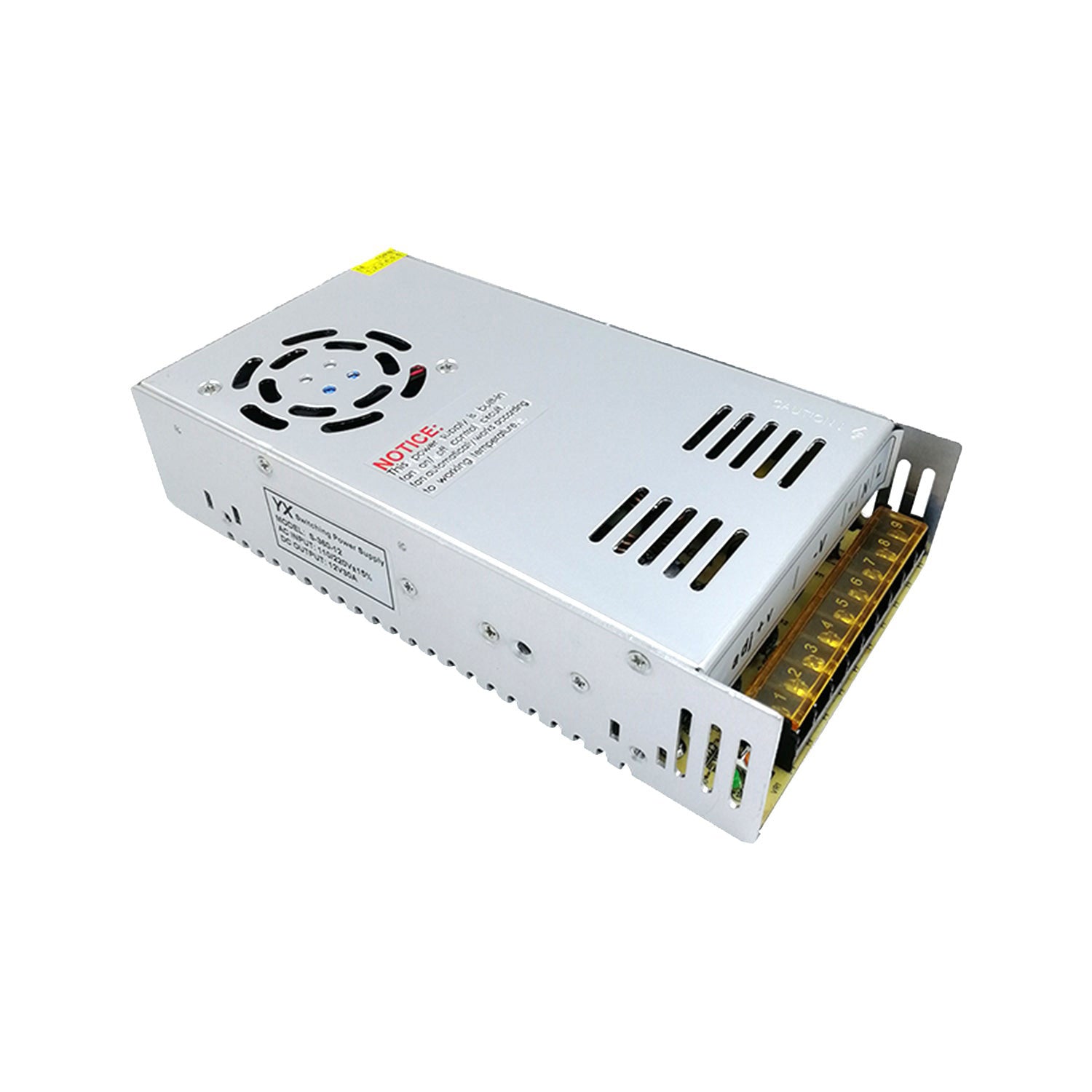 360W Indoor Power Supply - 12V 30A - Switching Power Supply - Active Fan Cooling