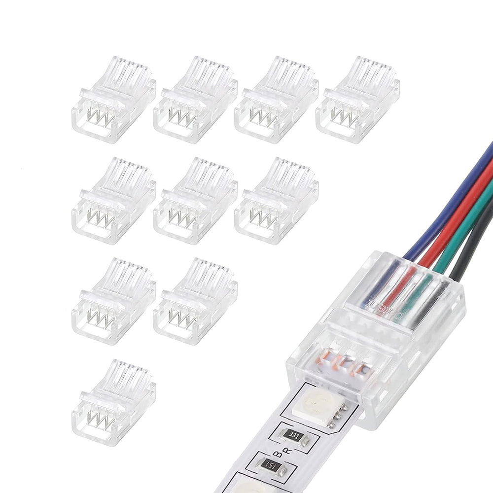 Solderless Clamp-On Connector for SMD RGB LED Strips - 10mm - IP20/IP65 - Clear Crystal Housing