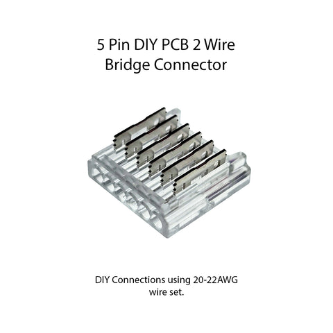 DIY PCB to Wire - 5 Pin RGBW Solderless Connectors for 12mm RGBW Lights