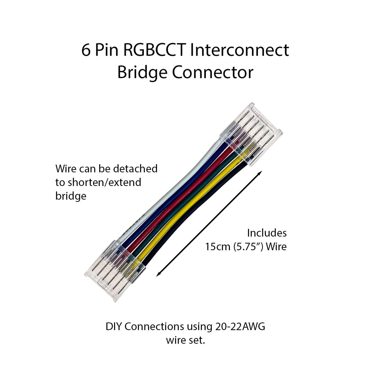 6pin Rgbwc Connector Best 12mm RGBCCT 6 Pin Interconnect Jumper Connectors Light