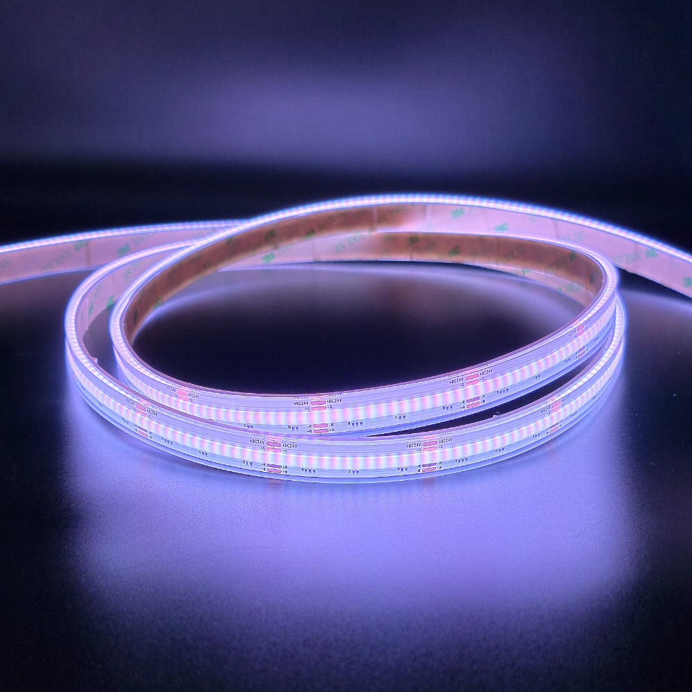 Waterproof RGB Color Changing 24V DotFree COB LED Strip Light - IP68 - UL Listed
