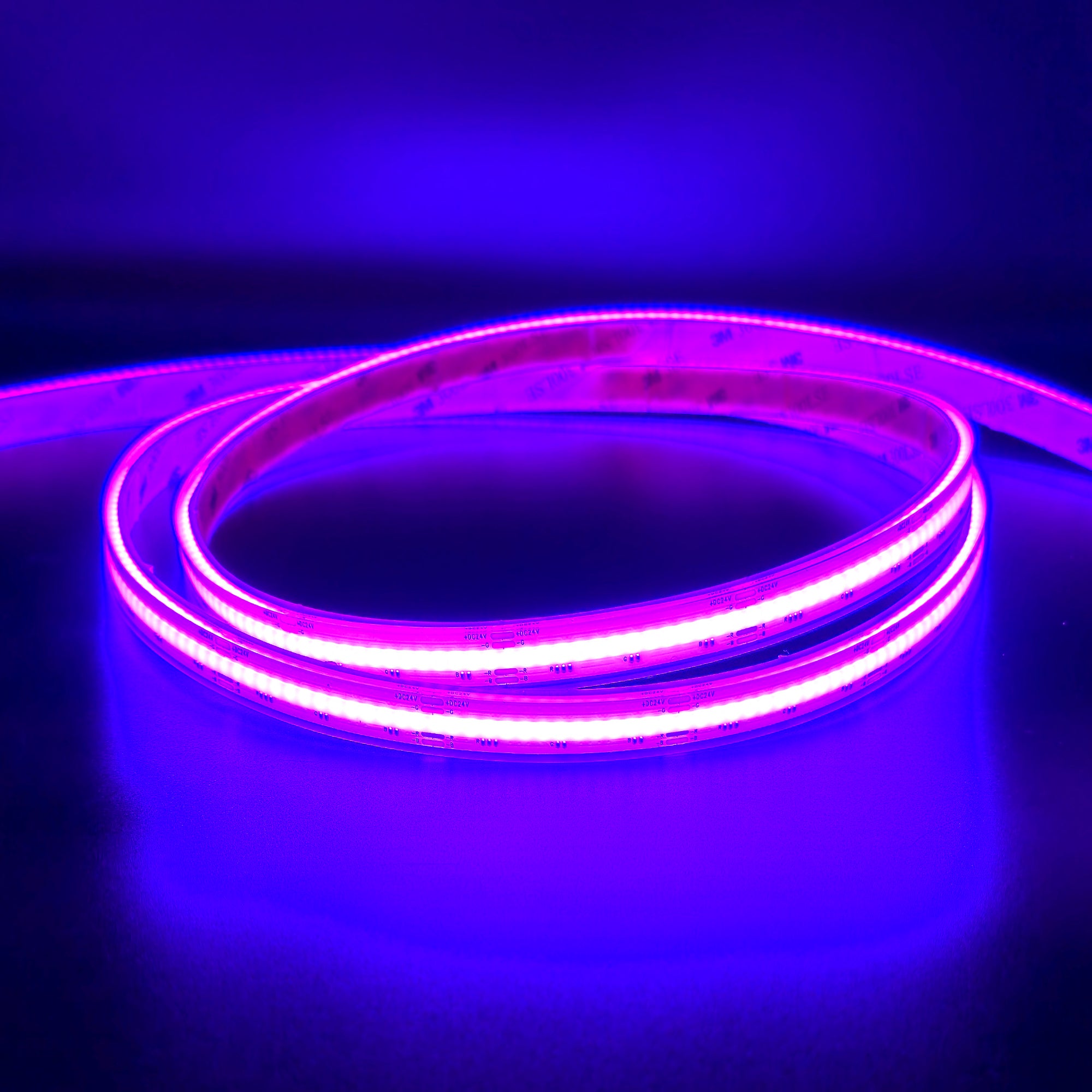 Waterproof RGB Color Changing 24V DotFree COB LED Strip Light - IP68 - UL Listed