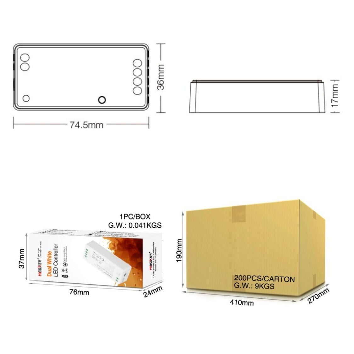 MiBoxer 2.4GHz - 2 in 1 LED Strip Controller - FUT035S+ - CCT & Single Color