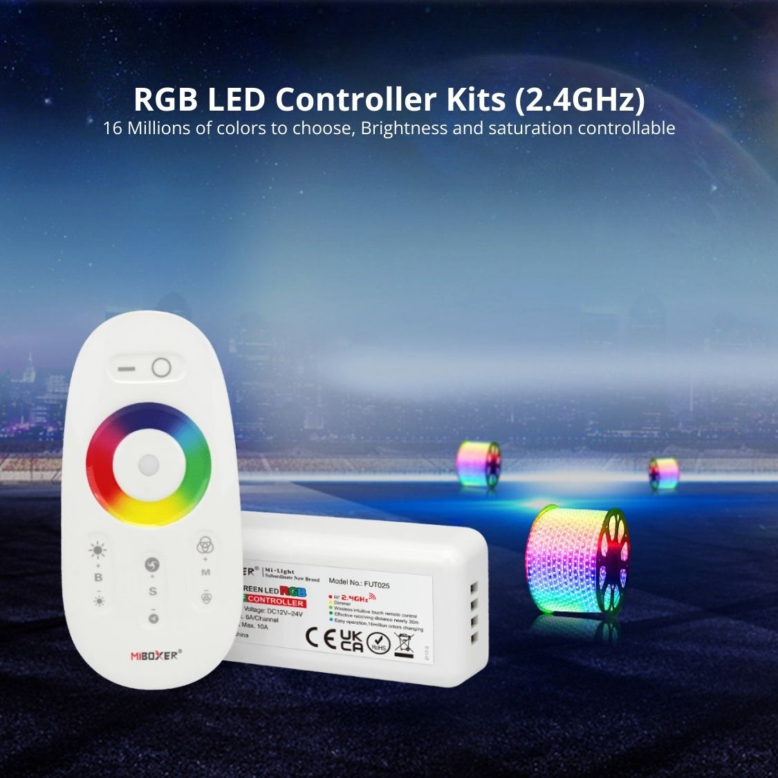 RGB Controller & Remote Combo - 12V-24V LED Controller - 2.4GHz - FUT025