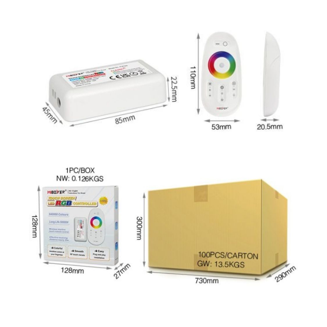 RGB Controller & Remote Combo - 12V-24V LED Controller - 2.4GHz - FUT025