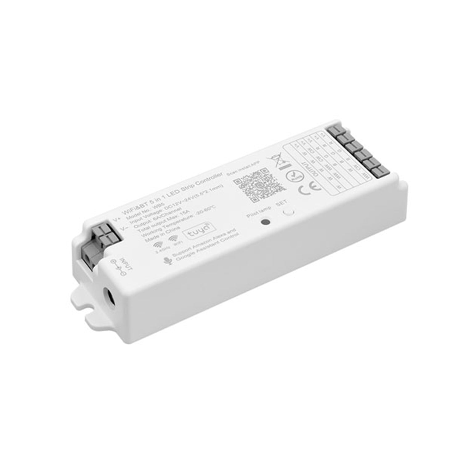 Wifi & Bluetooth 5-in-1 - RGBCCT 12V-24V LED Controller - 2.4GHz - WB5 - Tuya Smart Home App