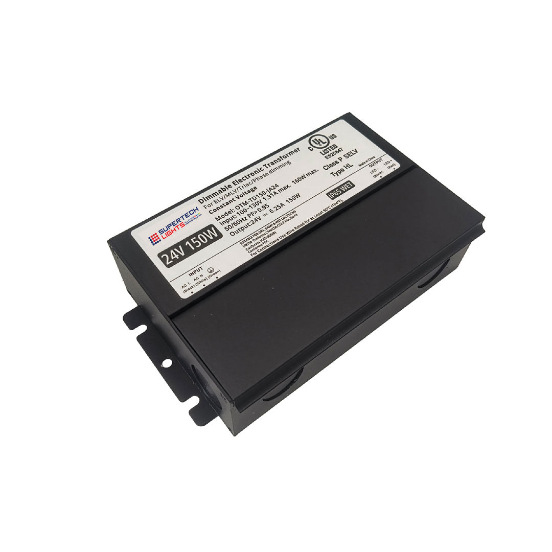 150W 24V Dimmable Electronic Transformer – Triac/ELV/MLV – UL Listed | 120V AC OTM-TD150-JA24