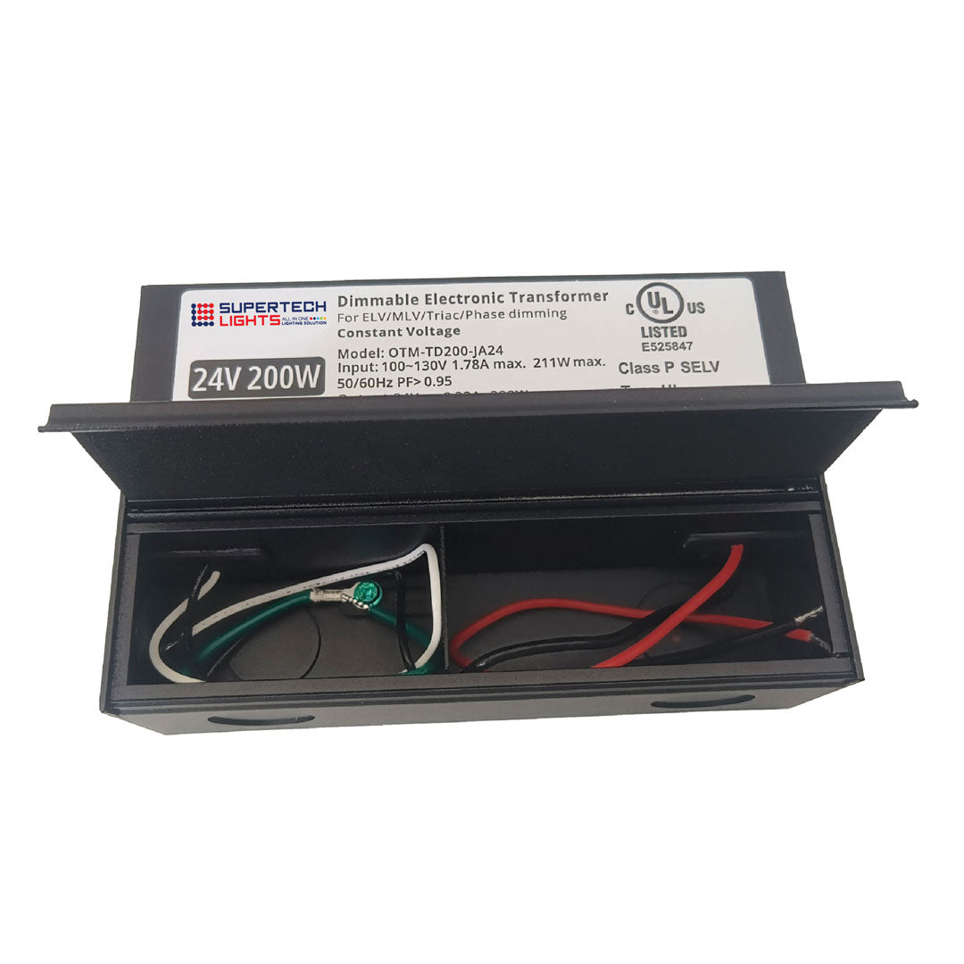 200W 24V Dimmable Electronic Transformer Commercial Grade Triac/ELV/MLV – UL Listed | 120V AC