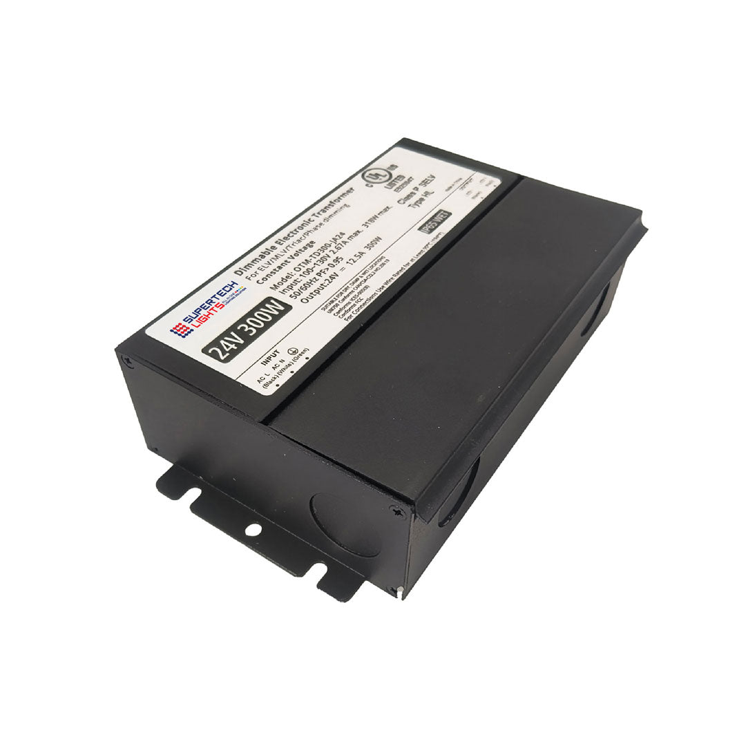 300W 24V Dimmable Electronic Transformer Triac/ELV/MLV 12.5A UL Listed | 120V AC OTM-TD300-JA24