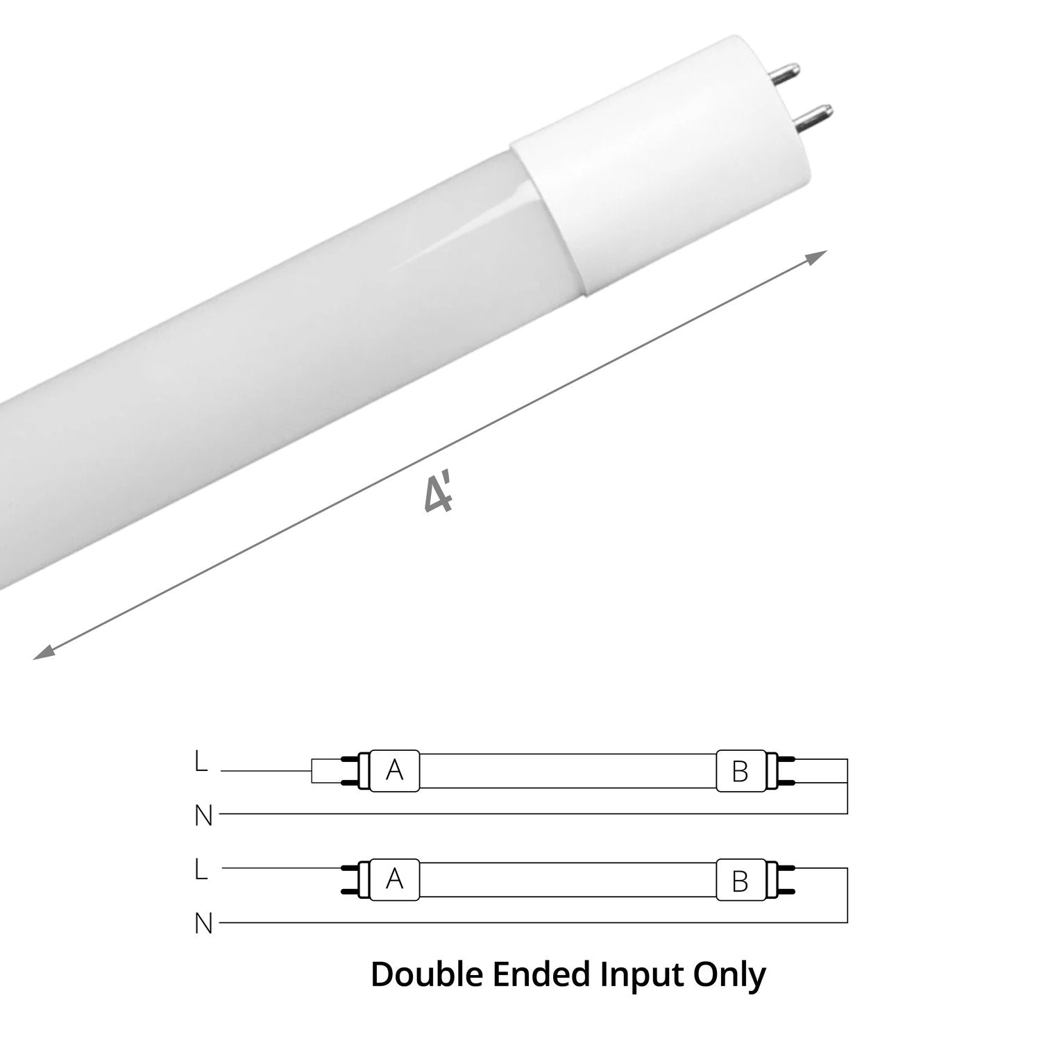 4FT T8 Glass LED Tube - 12W F32T8 Replacement, Frosted, 4000K/5000K, 30 Pack