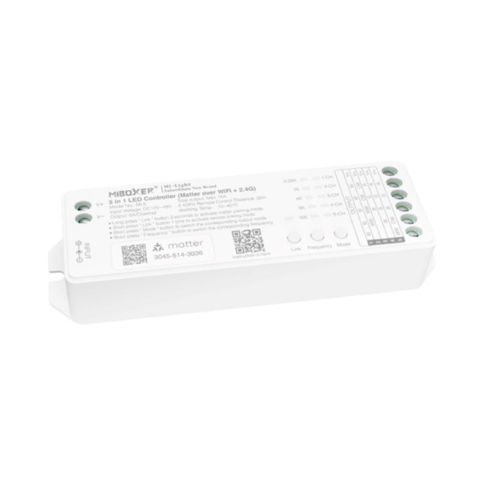 ML5 5 in 1 Controller (Matter Over WiFi + 2.4GHz) – 6A Single Channel, Max 15A Output | Multi-Platform Compatible with Siri, Alexa & Google