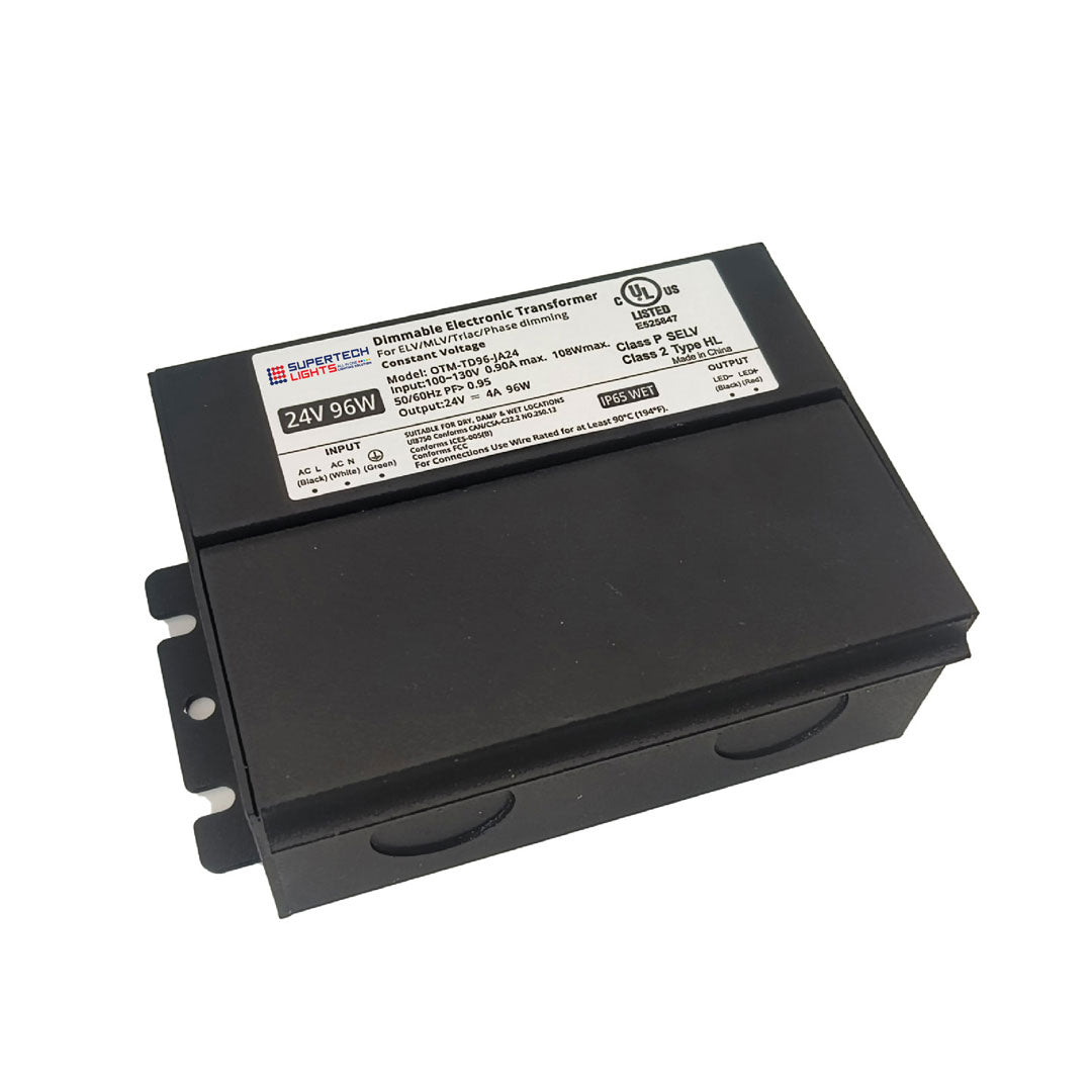 96W 24V Dimmable Electronic Transformer – Triac/ELV/MLV – UL Listed | 120V AC OTM-TD96-JA24