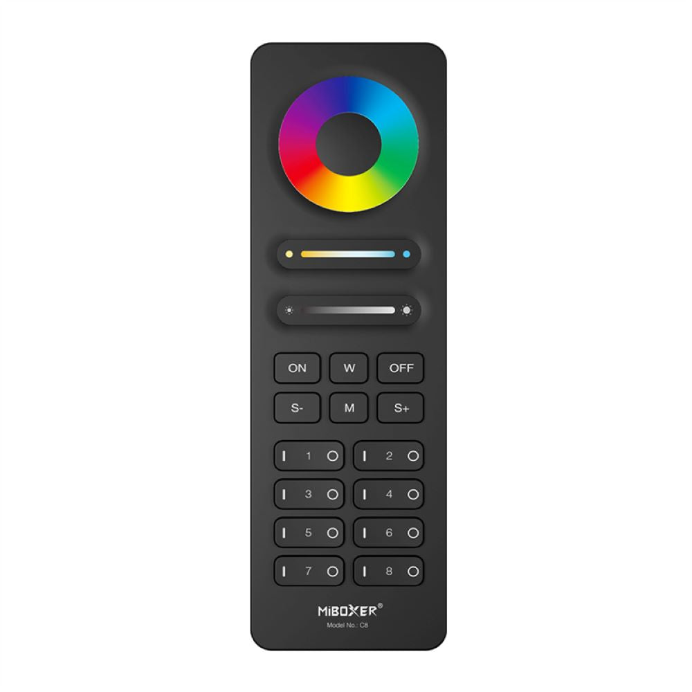 C8 Zone RGB+CCT Remote – 2.4GHz RF Wireless Control, 16 Million Colors, Magnetic Holder
