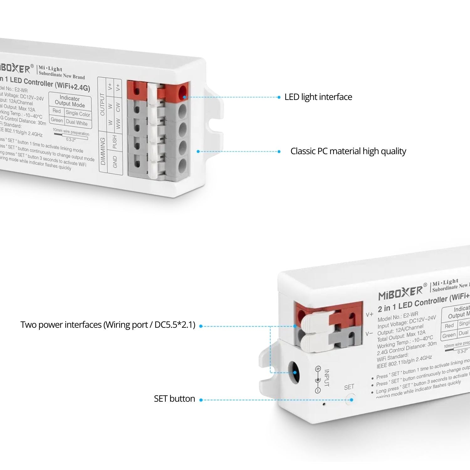 MiBoxer 2 in 1 LED Strip Controller (WiFi+2.4GHz) - E2-WR - Tuya Smart App