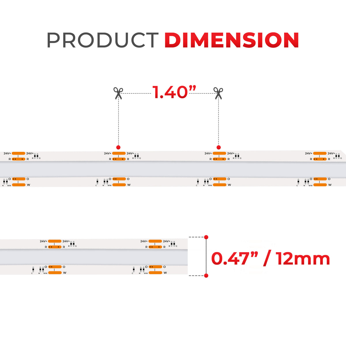 Full Spectrum 24V RGB+CCT DotFree COB Light IP20 - UL Listed