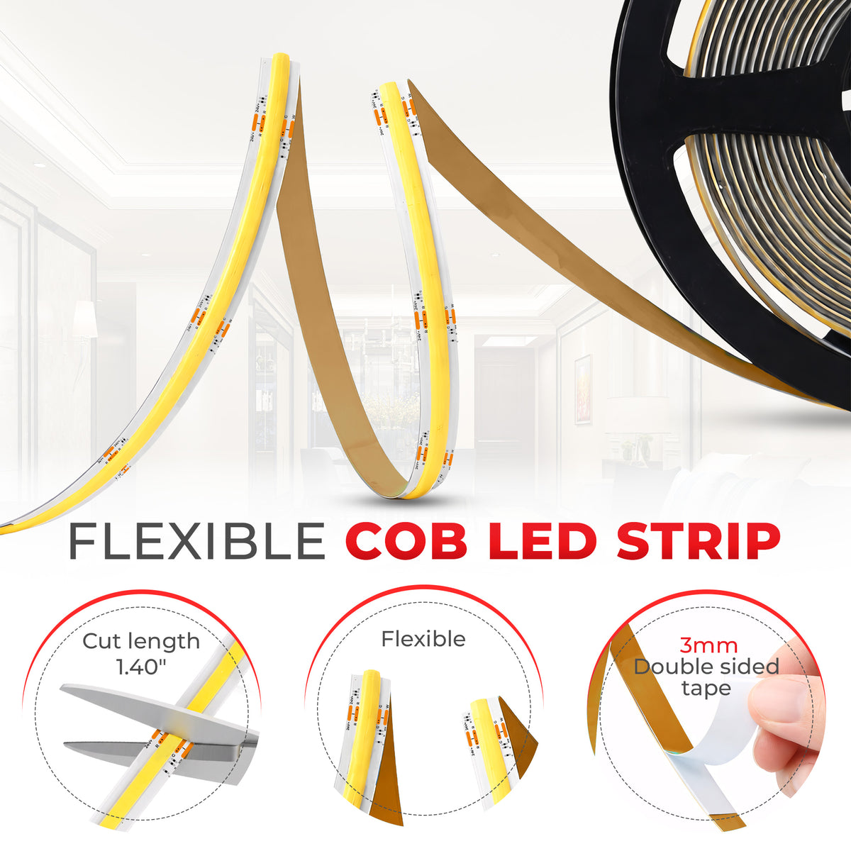 Full Spectrum 24V RGB+CCT DotFree COB Light IP20 - UL Listed