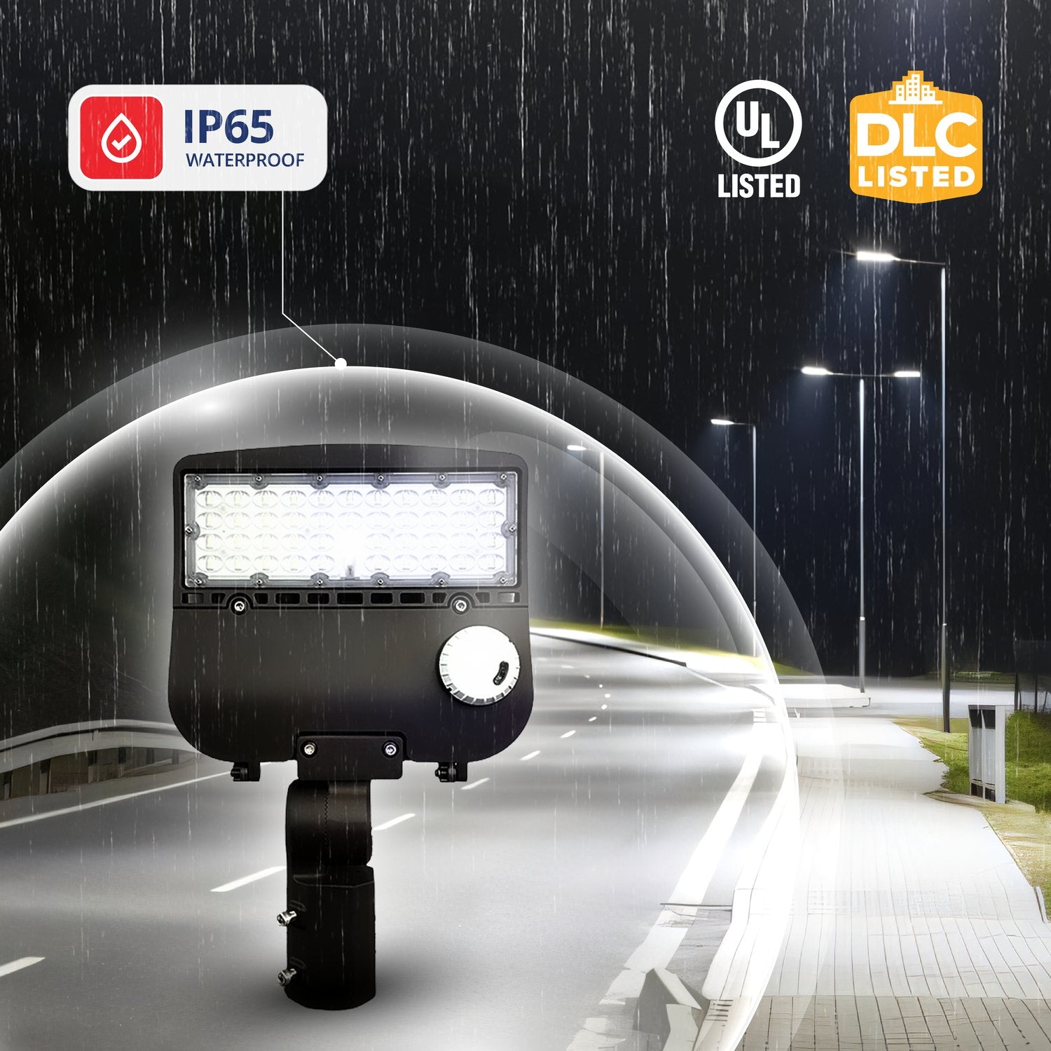150W Shoebox Street Light with Motion Sensor, SOSEN Driver, Bronze Body, Slip Fitter Mount, 5000K, UL Listed