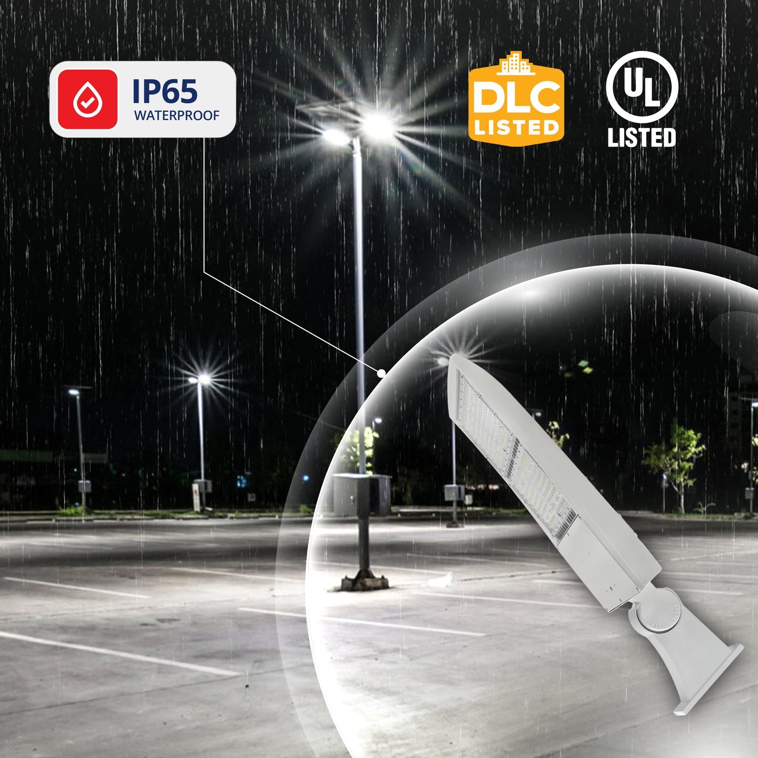 300W White Shoebox Area Light for Parking Lot - 5700K UL DLC Listed