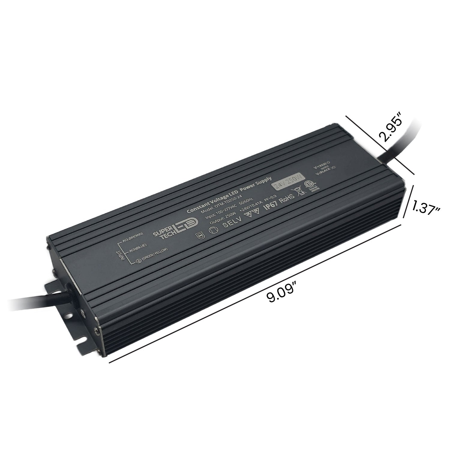250W Waterproof LED Driver | 12V/24V Ultra-Thin, IP67, Flicker-Free, 100-277VAC, ETL Certified, 5 Years Warranty