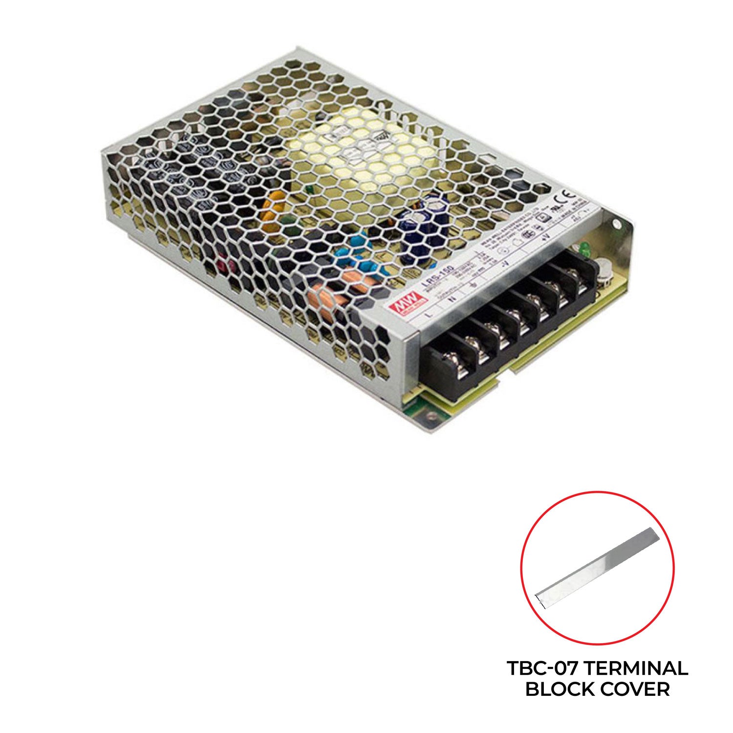 LRS-150 150W LED Mean Well Power Supply – Single Output Switching – High Efficiency & Reliability - Terminal Block Cover Included