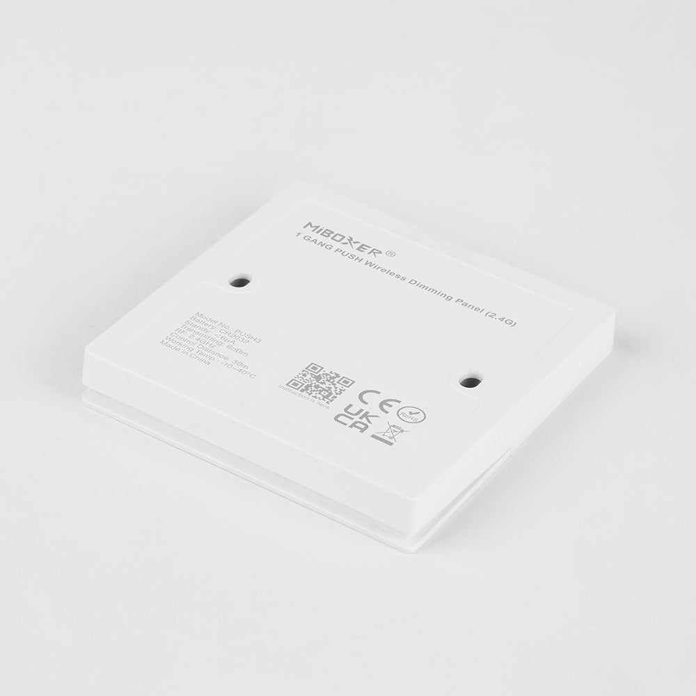 MiBoxer PUSH3 1-Gang Wireless Dimming Panel | 2.4GHz | Single Zone Control | No Wiring Required