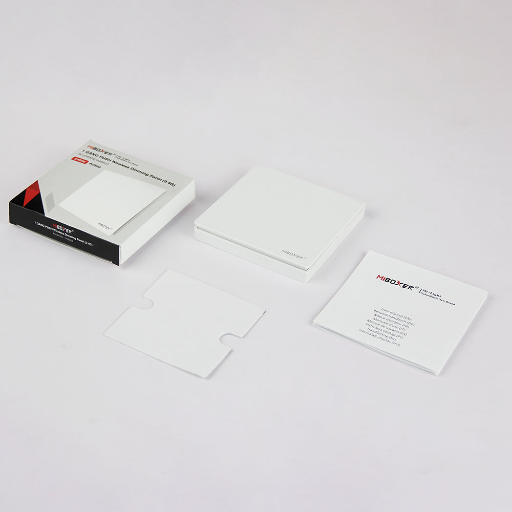 MiBoxer PUSH3 1-Gang Wireless Dimming Panel | 2.4GHz | Single Zone Control | No Wiring Required