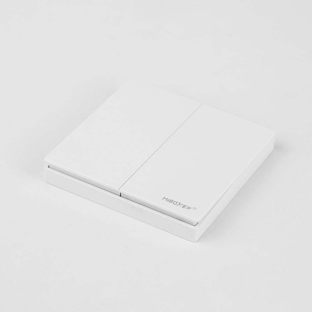 MiBoxer PUSH3-2 2-Gang Wireless Dimming Panel | 2.4GHz | 2-Zone Independent Control | No Wiring Required