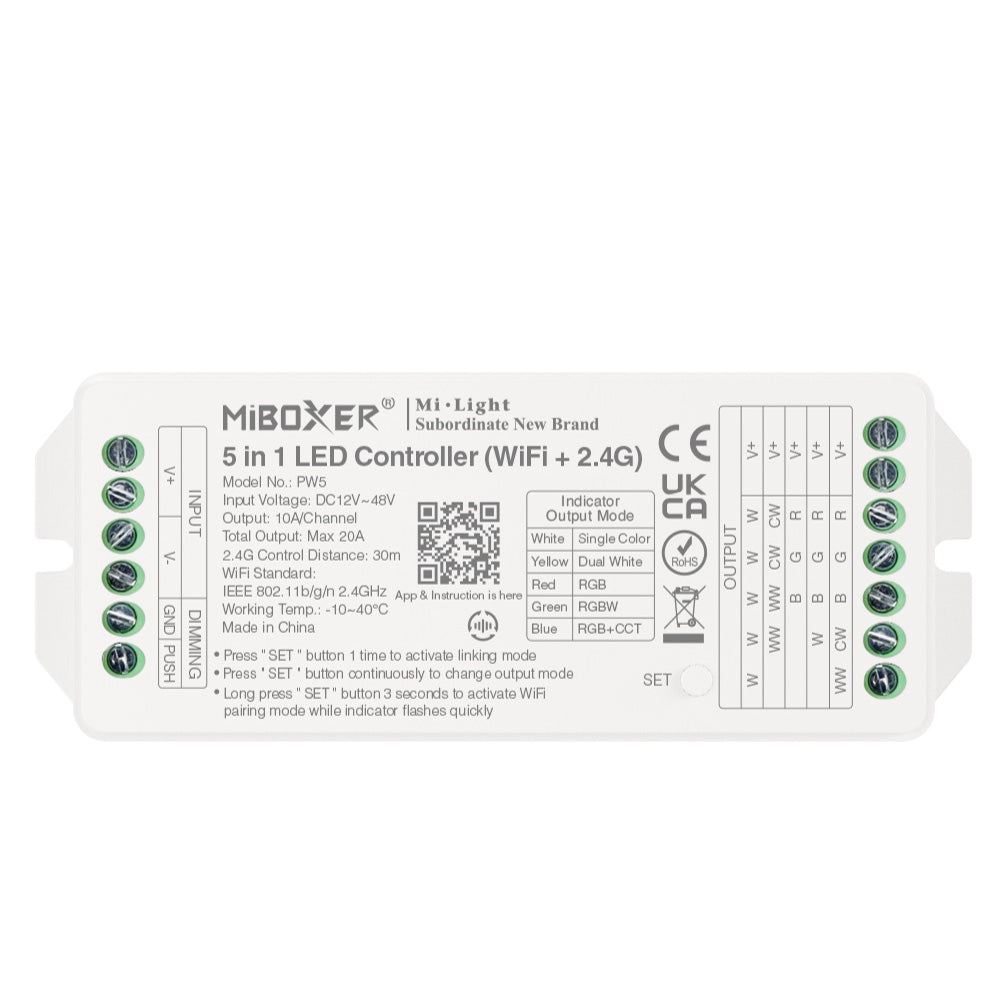 PW5 High-Current 5-in-1 Smart Controller | WiFi + Bluetooth | 20A Output